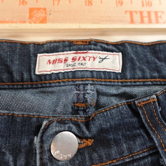Miss Sixty Women 28 Jeans Bootcut Low Rise Dark Wash Blue 90’s Y2K Vintage - Picture 9 of 11